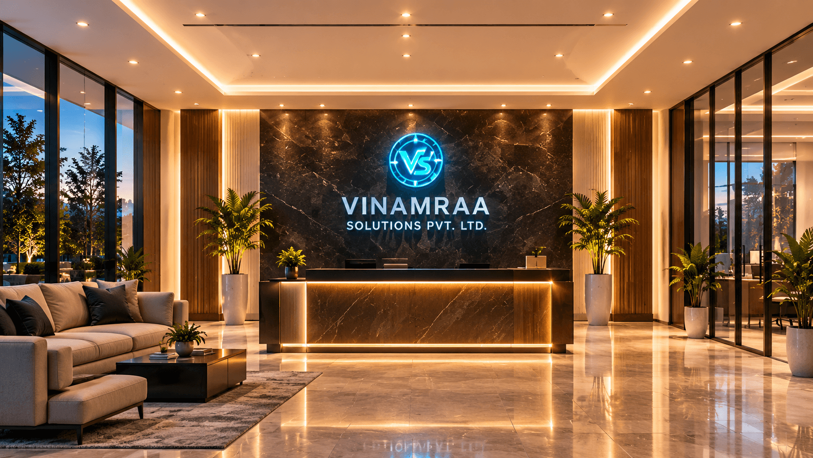 Vinamraa Solutions Corporate Reception Desk & Lobby