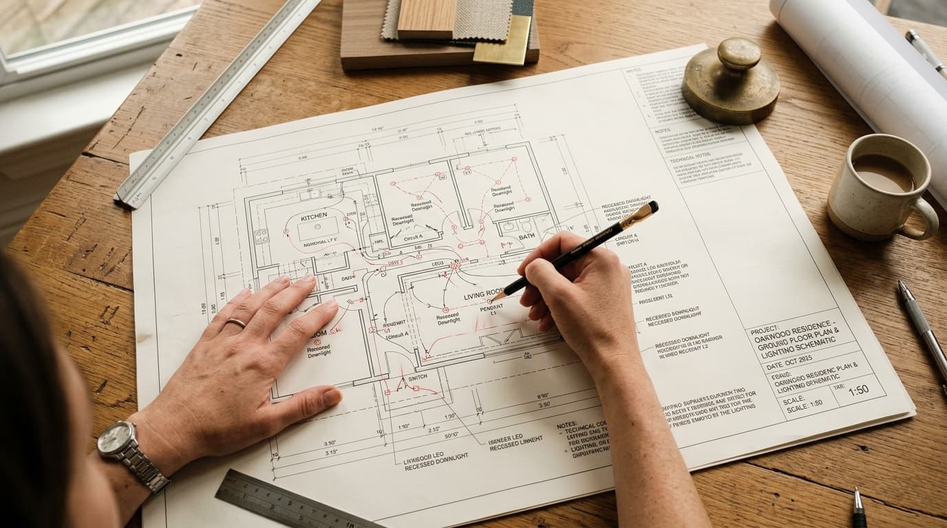 Architectural blueprint review and lighting loop design